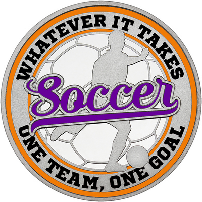 Purple "Soccer" with Orange Outer Circular Borders
